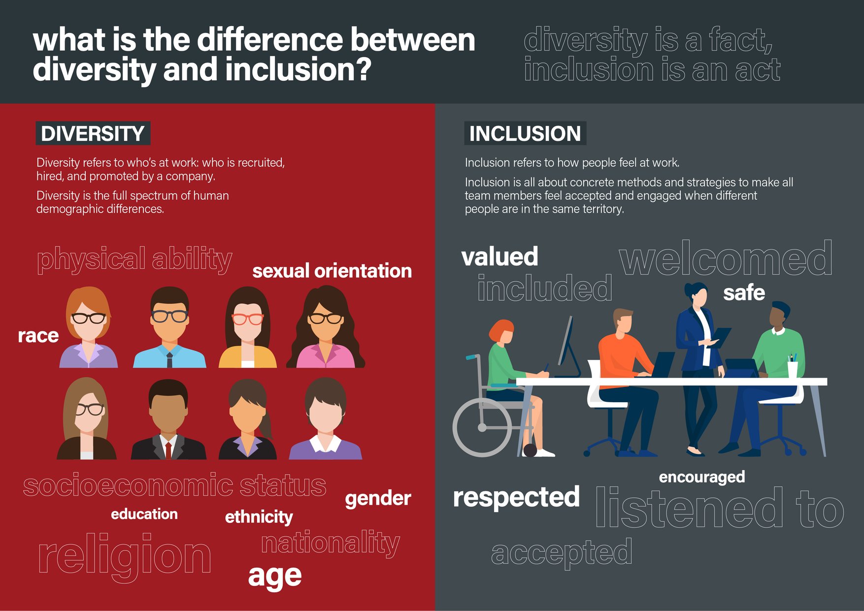 What is the difference between diversity and inclusion?