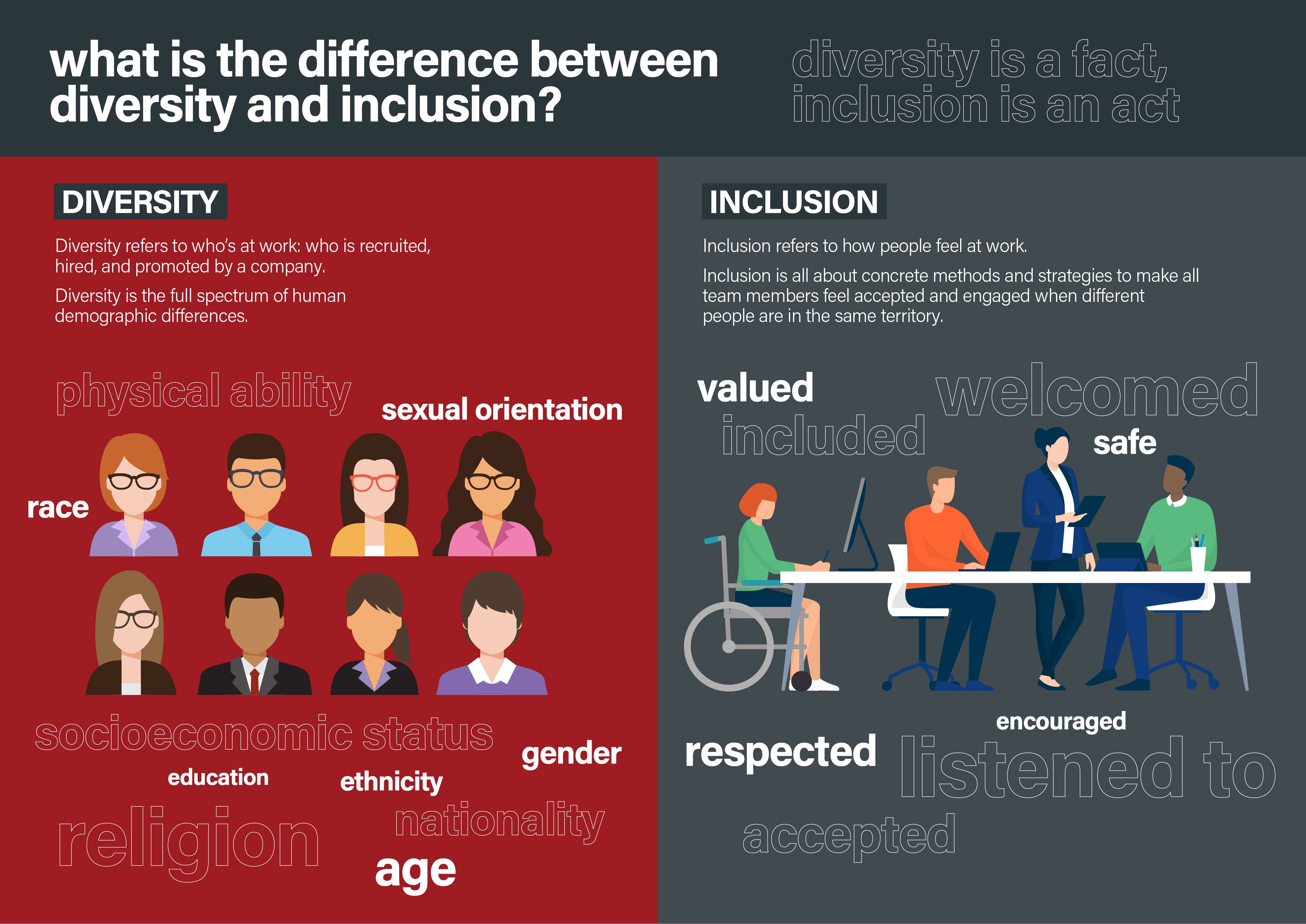 Diversity And Inclusion Concept Chart With Keywords And Icons On White