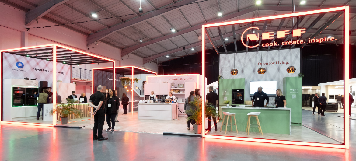 Wide shot of the NEFF Kitchen Display Exhibition Stand.