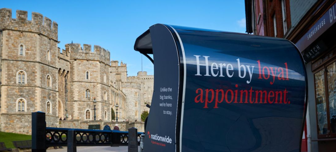 Picture of Nationwide-branded rickshaw outside Windsor Castle