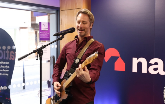 Chesney Hawkes performing at the Nationwide Last Branch In Town campaign event.