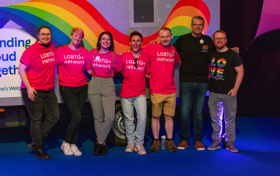 Group shot of the LGBTQ+ network at Tesco Live