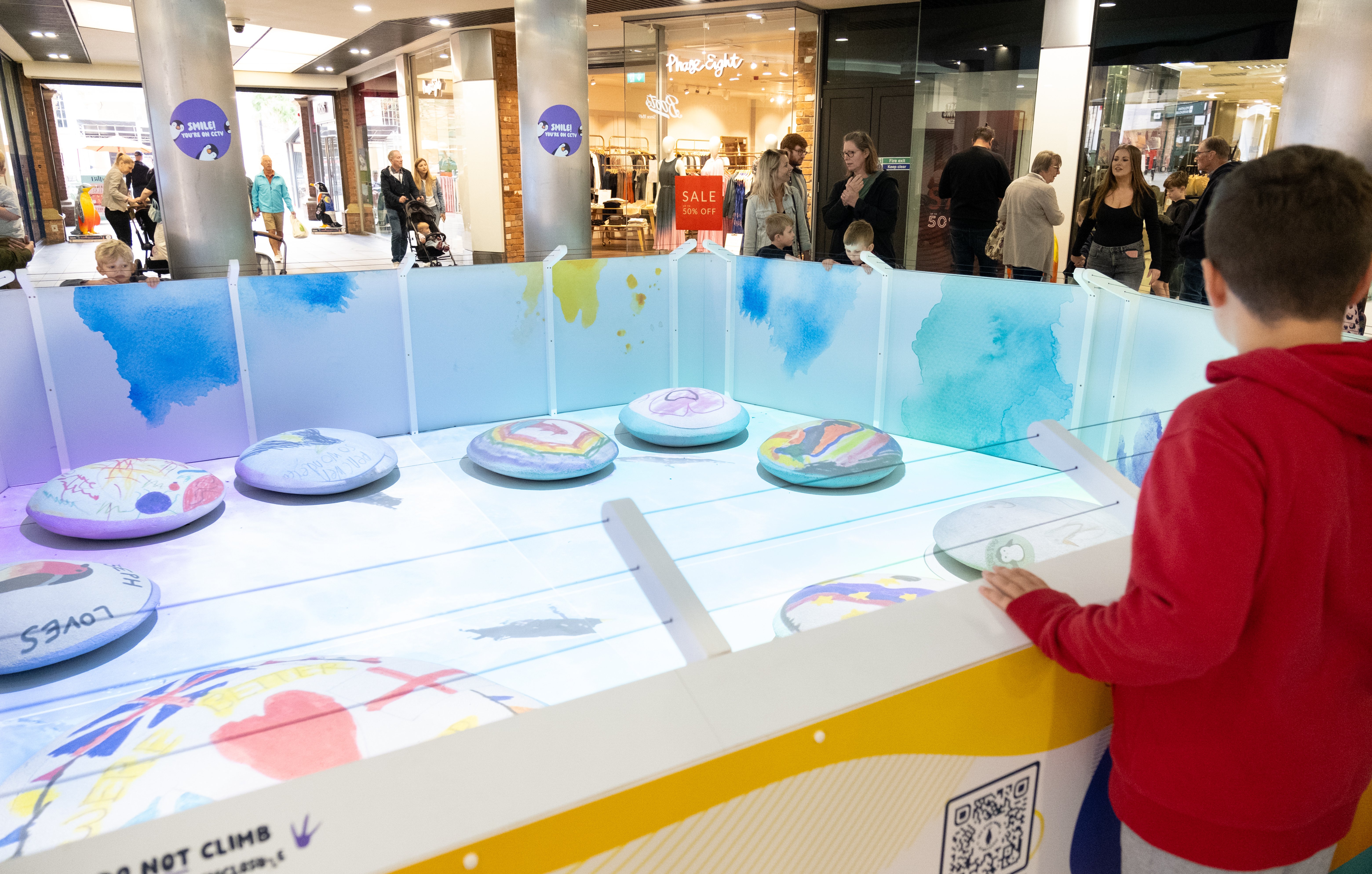 Shot of The Art Of Giving installation at Crowngate Shopping Centre.