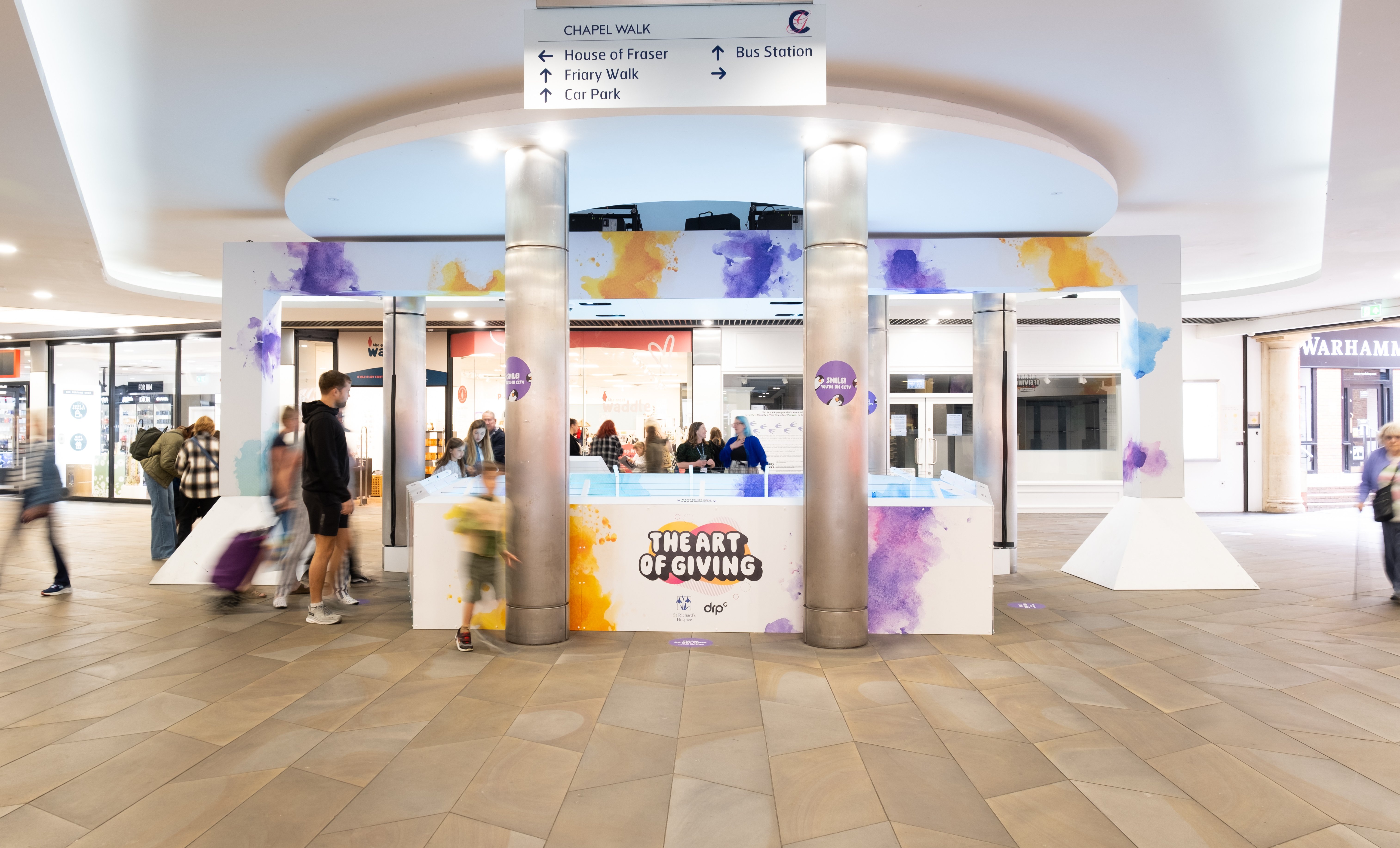 Shot of The Art Of Giving installation at Crowngate Shopping Centre.